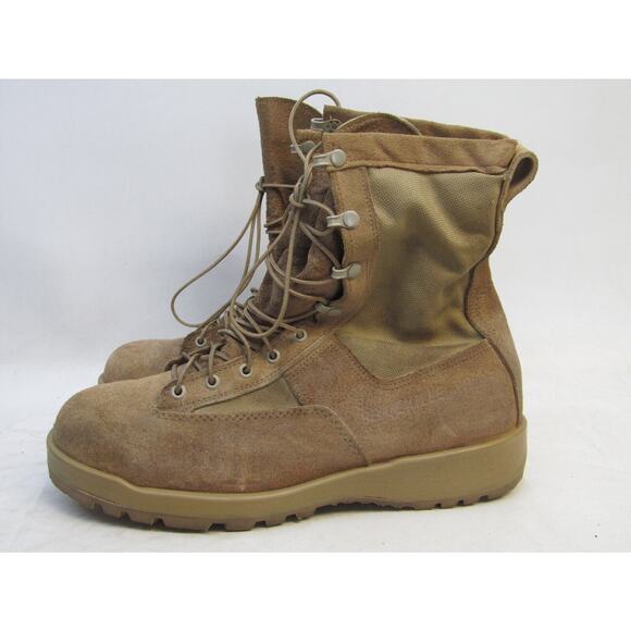 Belleville Mens Sz 12 R Brown Suede Canvas Combat Tactical Military Work Boots